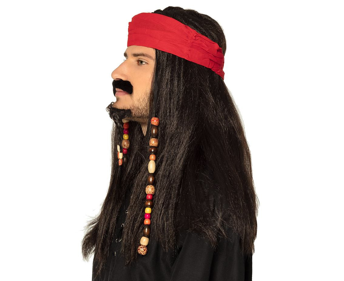 Wig Tobias with bandana, moustache and beard