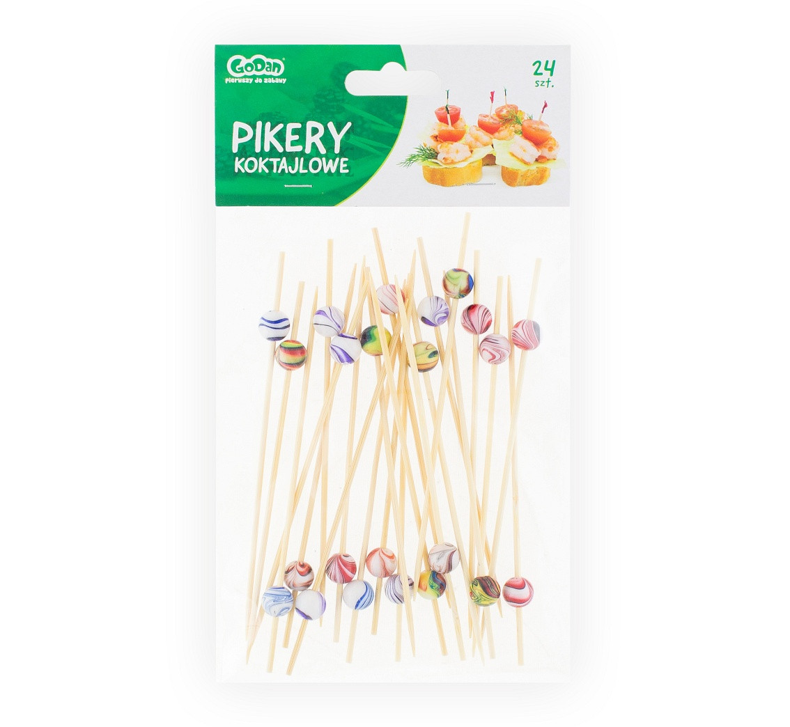 Cocktail picks "Ceramic Balls", assorted colours, 24 pcs EOL