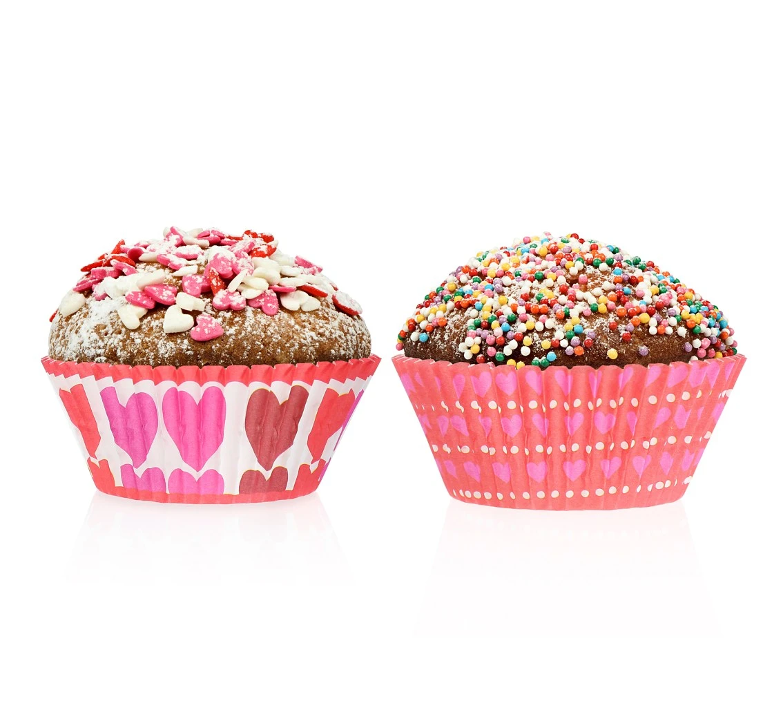 Paper cupcakes Hearts, 24 pcs