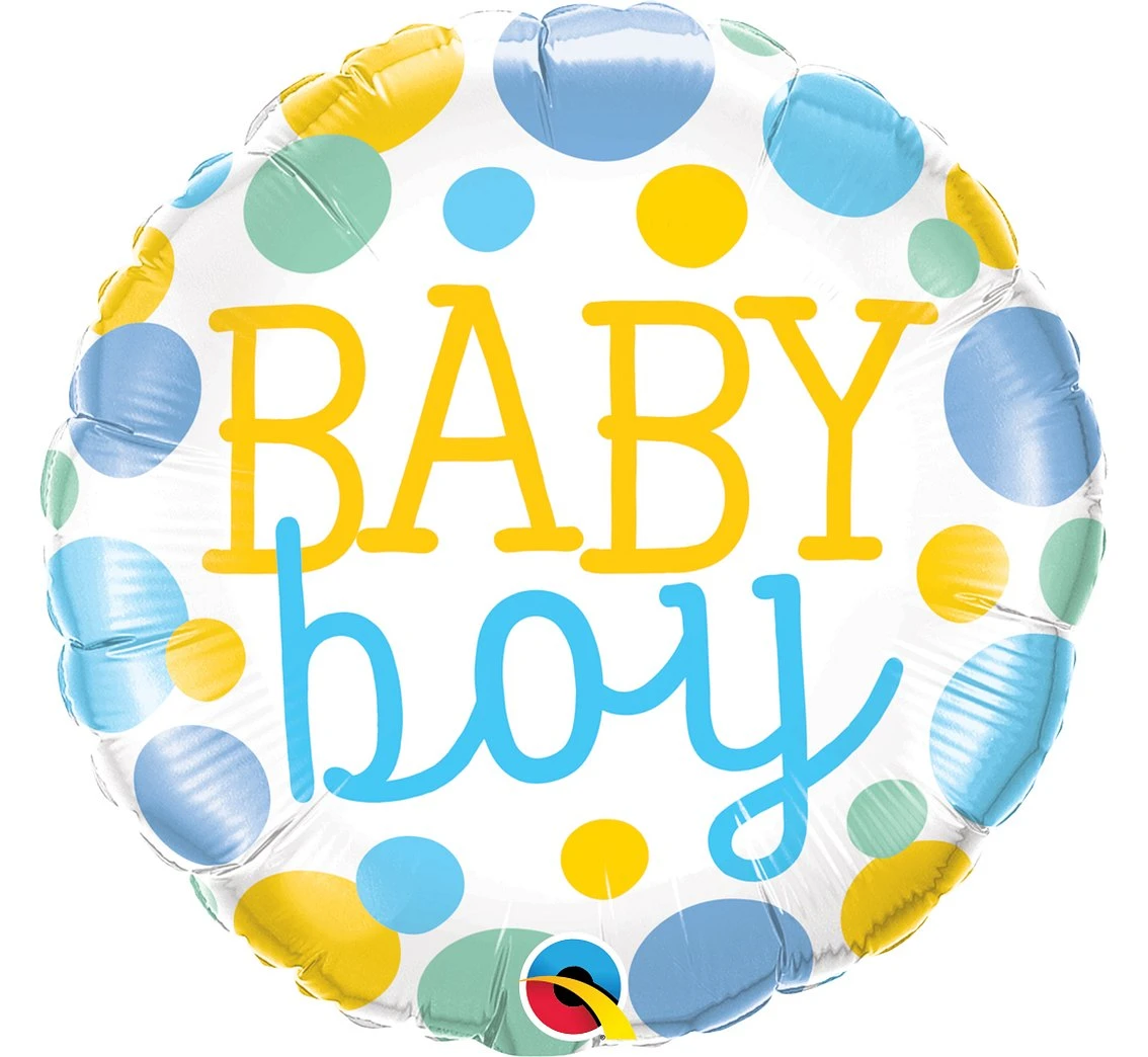 Foil balloon 18 inches QL CiR "Baby Boy dots" EOL