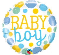 Foil balloon 18 inches QL CiR "Baby Boy dots" EOL