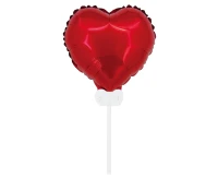 Foil balloon Hearts 11", red, with stick and valve