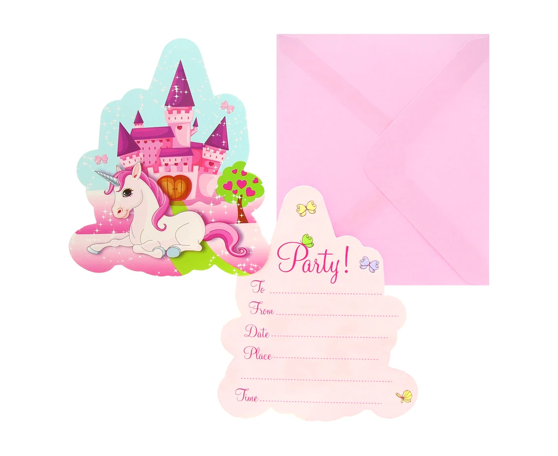 Invitations with envelopes Unicorn, 6 Pcs EOL