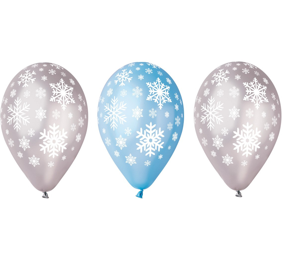 Balloons Gemar 12", premium snowflakes, metallic, 5pcs EOL