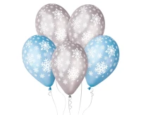 Balloons Gemar 12", premium snowflakes, metallic, 5pcs EOL