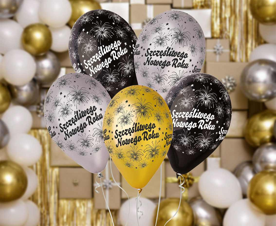 Balloons Gemar 12", premium "happy new year", metallic, 6pcs