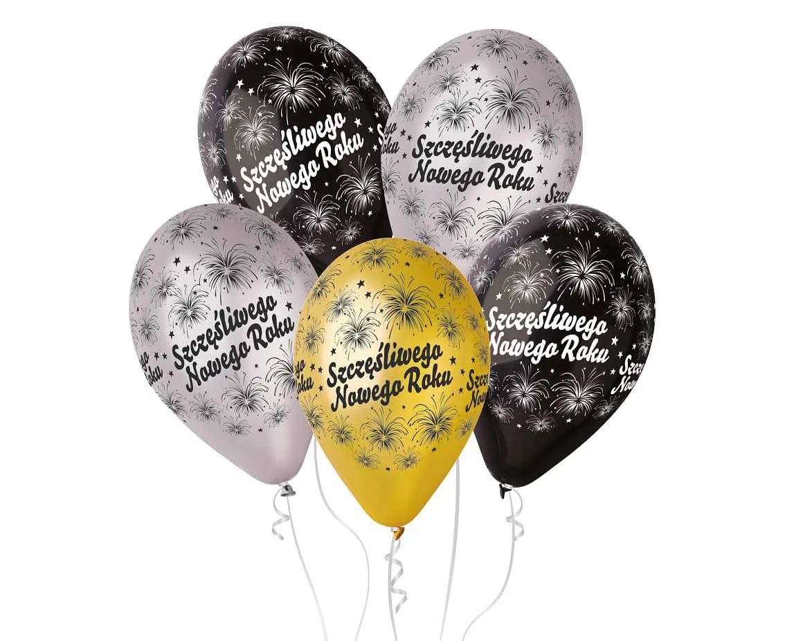 Balloons Gemar 12", premium "happy new year", metallic, 6pcs