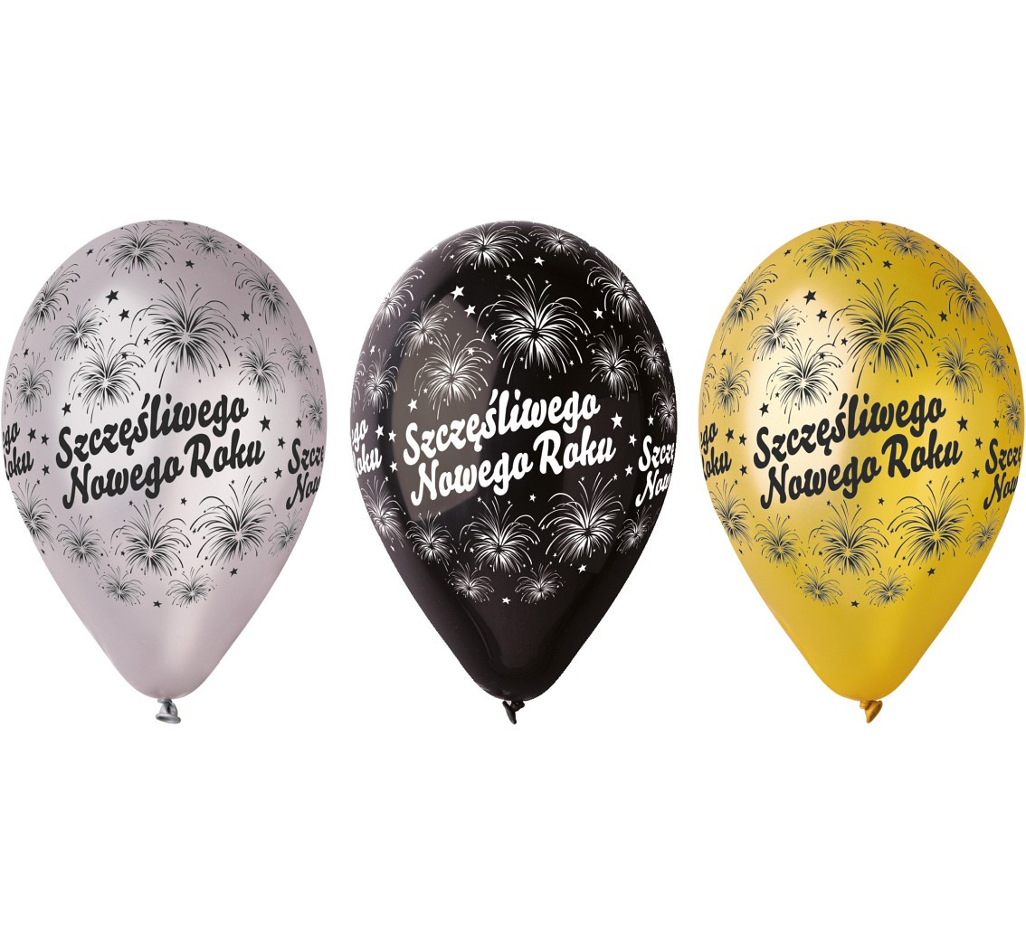Balloons Gemar 12", premium "happy new year", metallic, 6pcs
