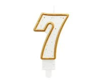 Digit candle "7", gold outline, 8 cm