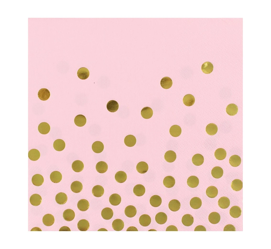 Paper napkins "Gold dots", pink, size 33 x 33 cm, 12 pcs. EOL