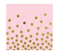 Paper napkins "Gold dots", pink, size 33 x 33 cm, 12 pcs. EOL