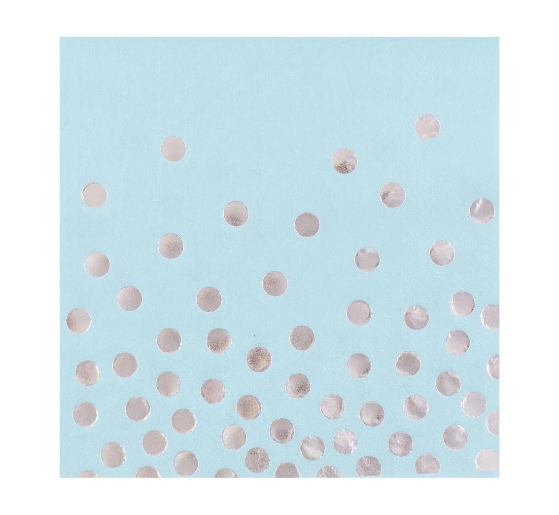 Paper napkins "Silver dots", light blue, size 33 x 33 cm, 12 pcs. EOL