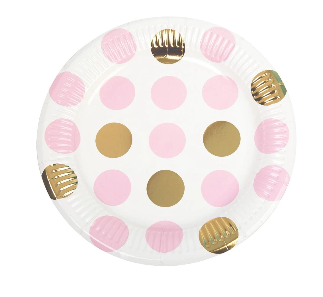 Paper Plates "Pattern Works - Plate Pink Dots", size 23 cm,8 pcs