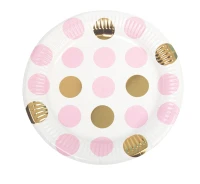 Paper Plates "Pattern Works - Plate Pink Dots", size 23 cm,8 pcs