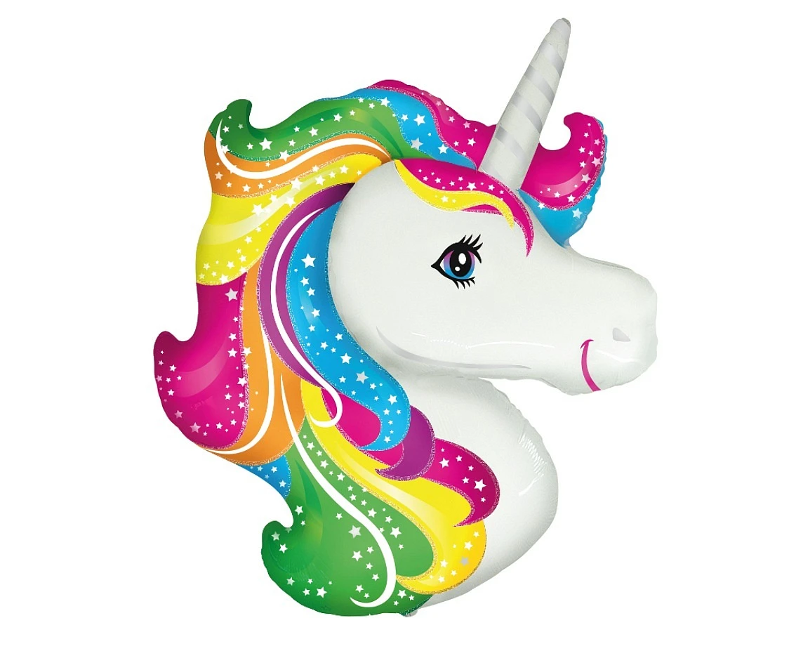 Foil balloon 24" FX - Unicorn (head),  unpacked (flat)