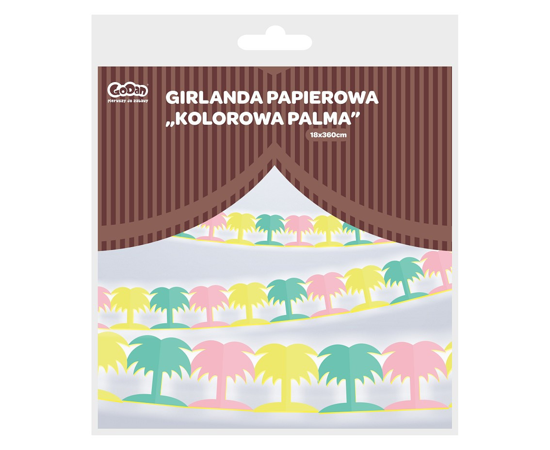 Paper garland "Colourful Palm tree", size 360 x 17.8 x 18 cm, 1 pc EOL