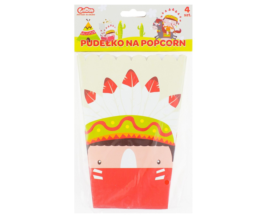 Popcorn container ''Indian Party", size 13.5 x 8.5 x 19 cm, 4 pcs EOL