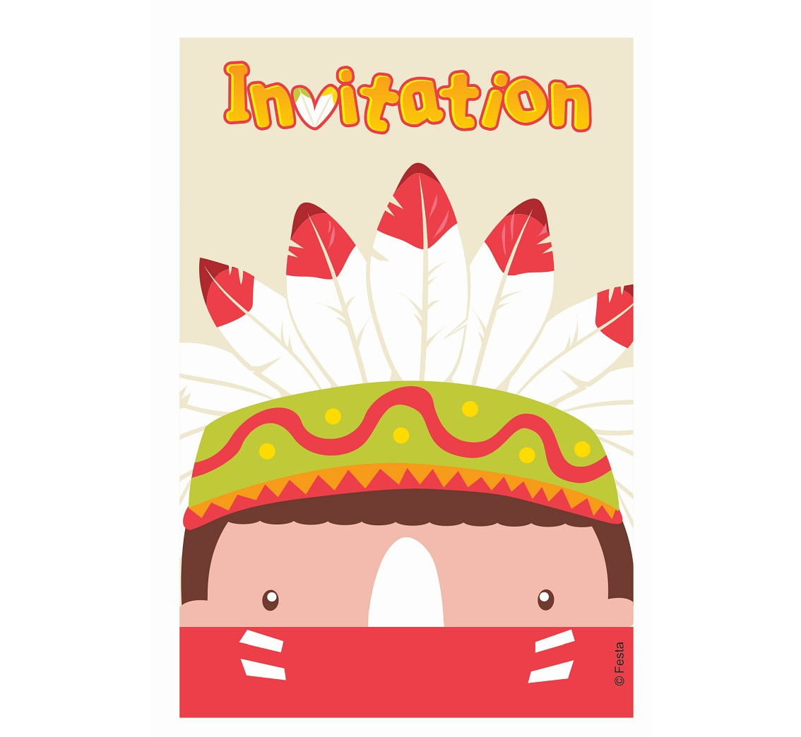 Invitation with envelopes "Indian Party", 6 pcs EOL
