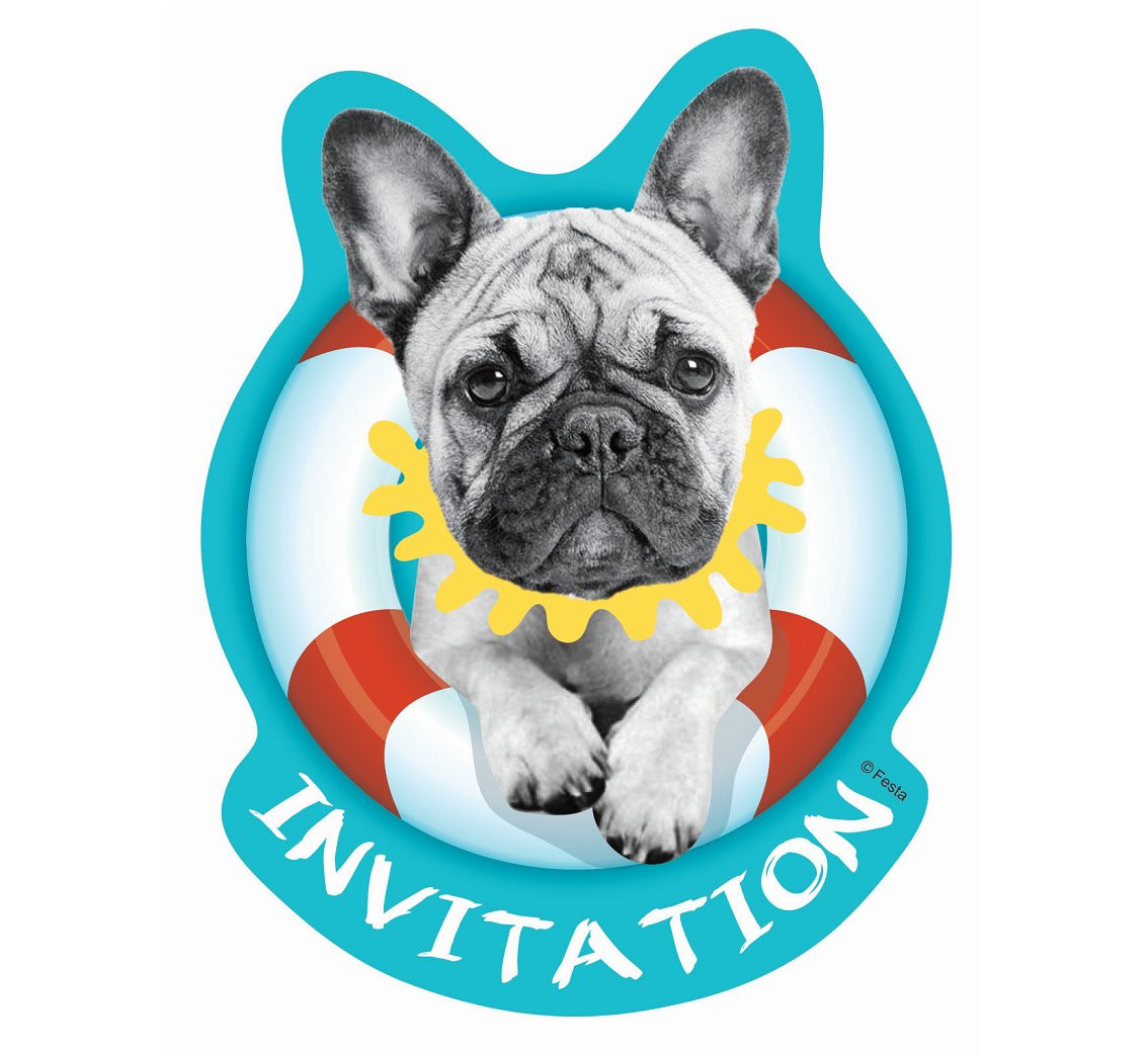 Invitations with envelopes dog, 6 pcs EOL