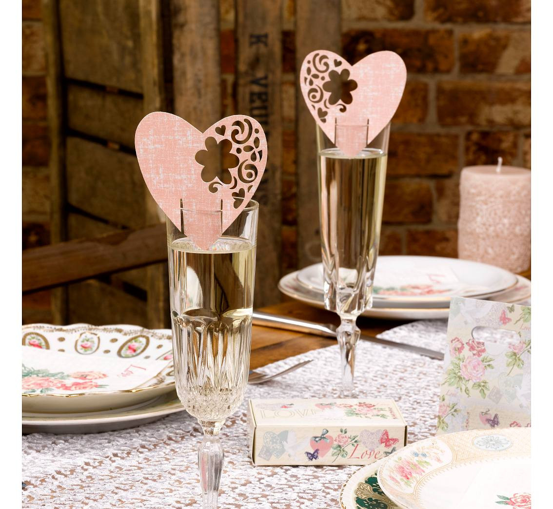 Passies on the glass "With Love" , pink, 10 items