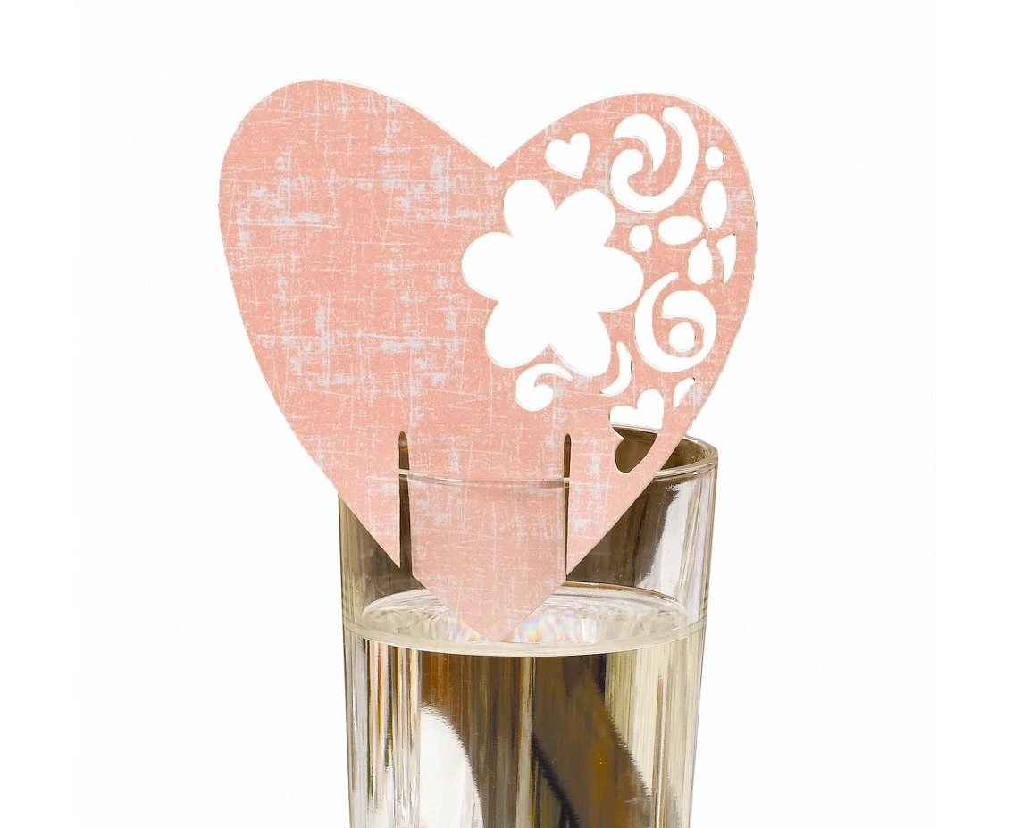 Passies on the glass "With Love" , pink, 10 items