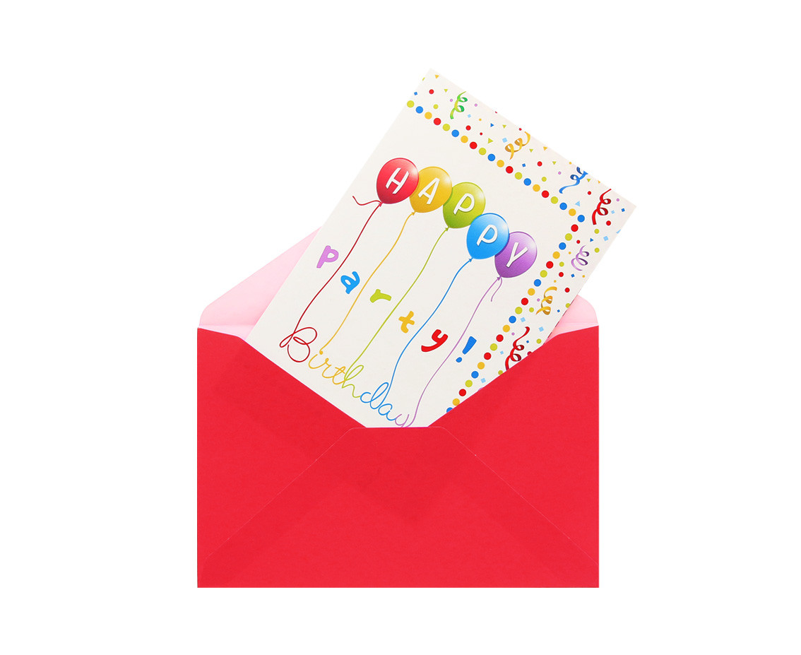 Invitations with envelopes "Happy Birthday Streamers Party", 6 pcs