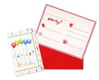 Invitations with envelopes "Happy Birthday Streamers Party", 6 pcs