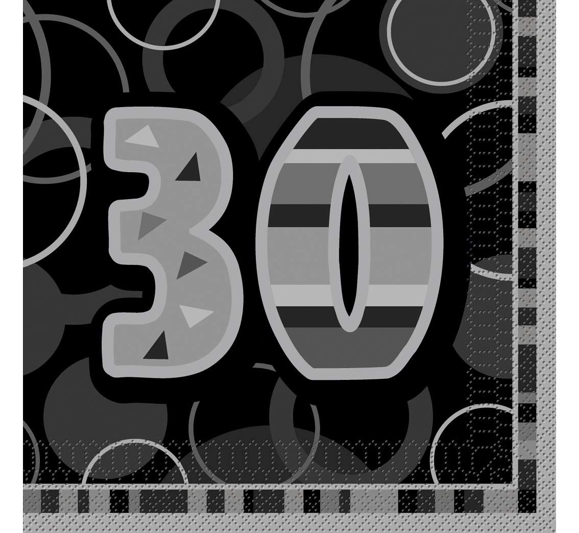 Paper napkins "Glitz 30", black, 3 ply, 33x33 cm, 16 pcs