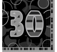 Paper napkins "Glitz 30", black, 3 ply, 33x33 cm, 16 pcs