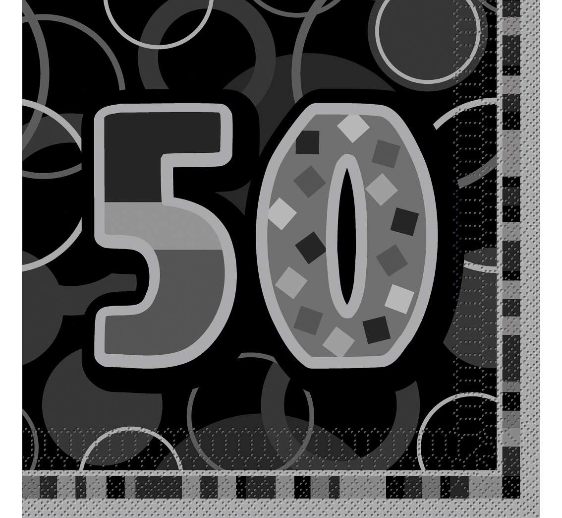 Paper napkins "Glitz 50", black, 3 ply, 33x33 cm,16 pcs