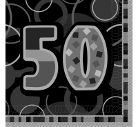 Paper napkins "Glitz 50", black, 3 ply, 33x33 cm,16 pcs