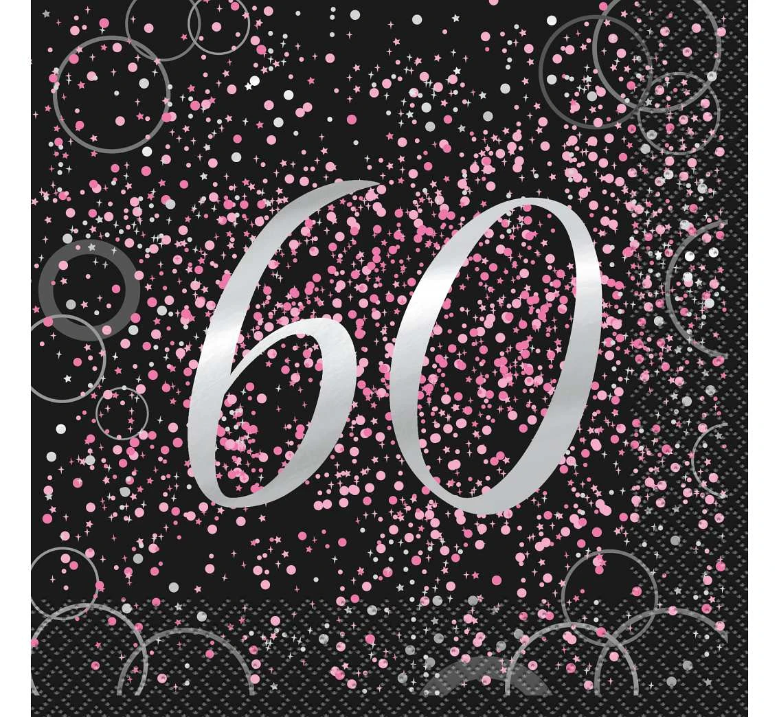 Paper napkins "Glitz 60", pink,  33x33 cm,16 pcs