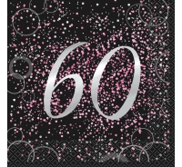 Paper napkins "Glitz 60", pink,  33x33 cm,16 pcs