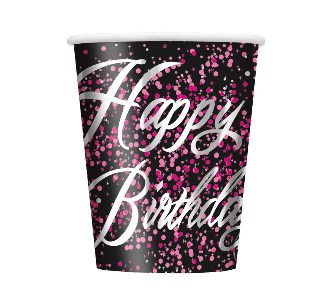 Paper cups "Glitz - Happy Birthday", 23 cm, 8 pcs