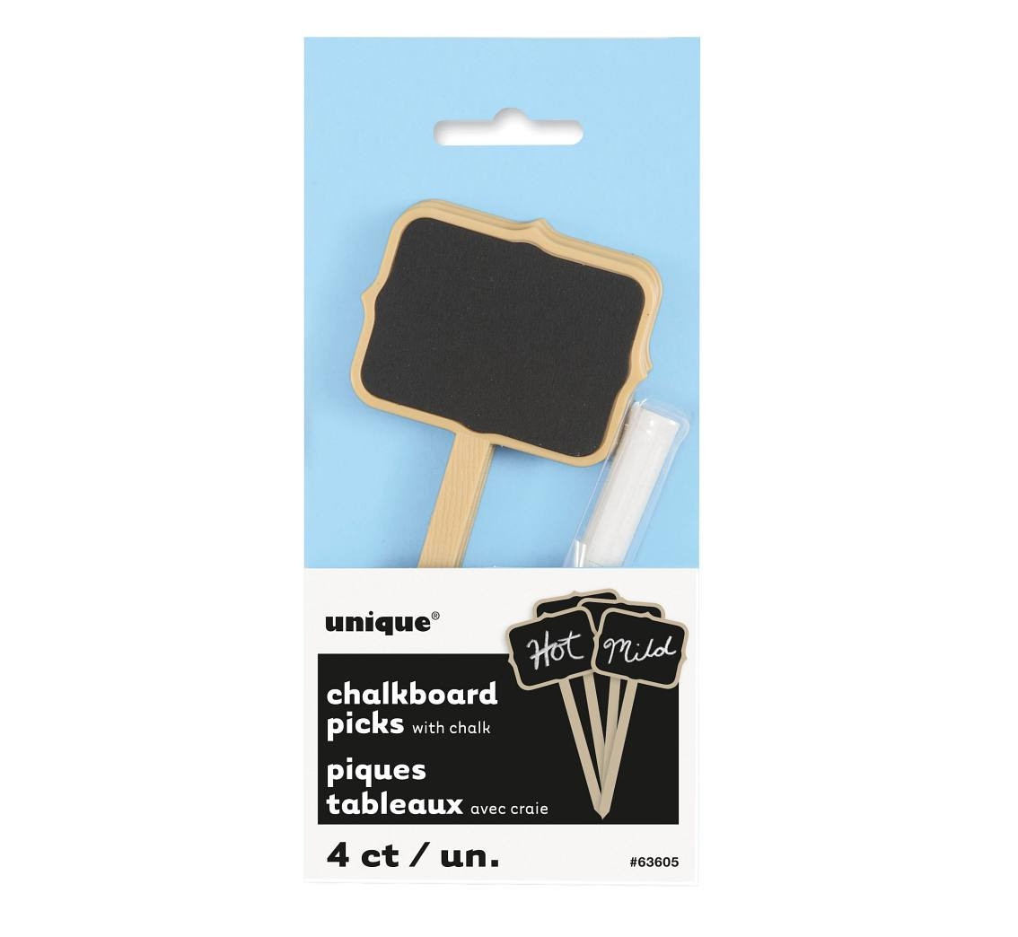 Chalkboard picks with chalk, 4 pcs