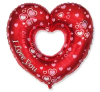 Foil balloon 24" FX - Beautiful heart - I Love You,  unpacked (flat)