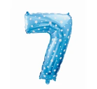 Foil balloon digit "7", blue with stars, 26" EOL