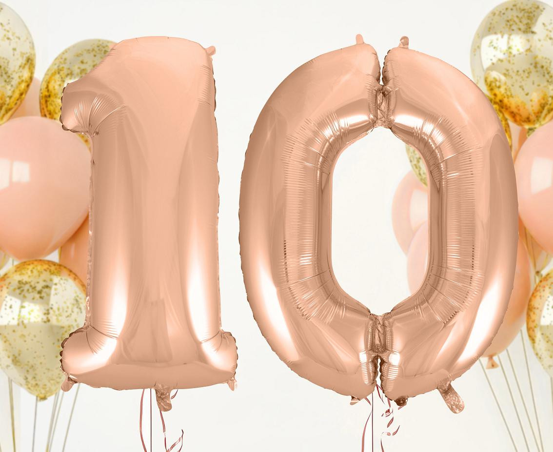 Foil balloon No 0, pink-gold, 92 cm
