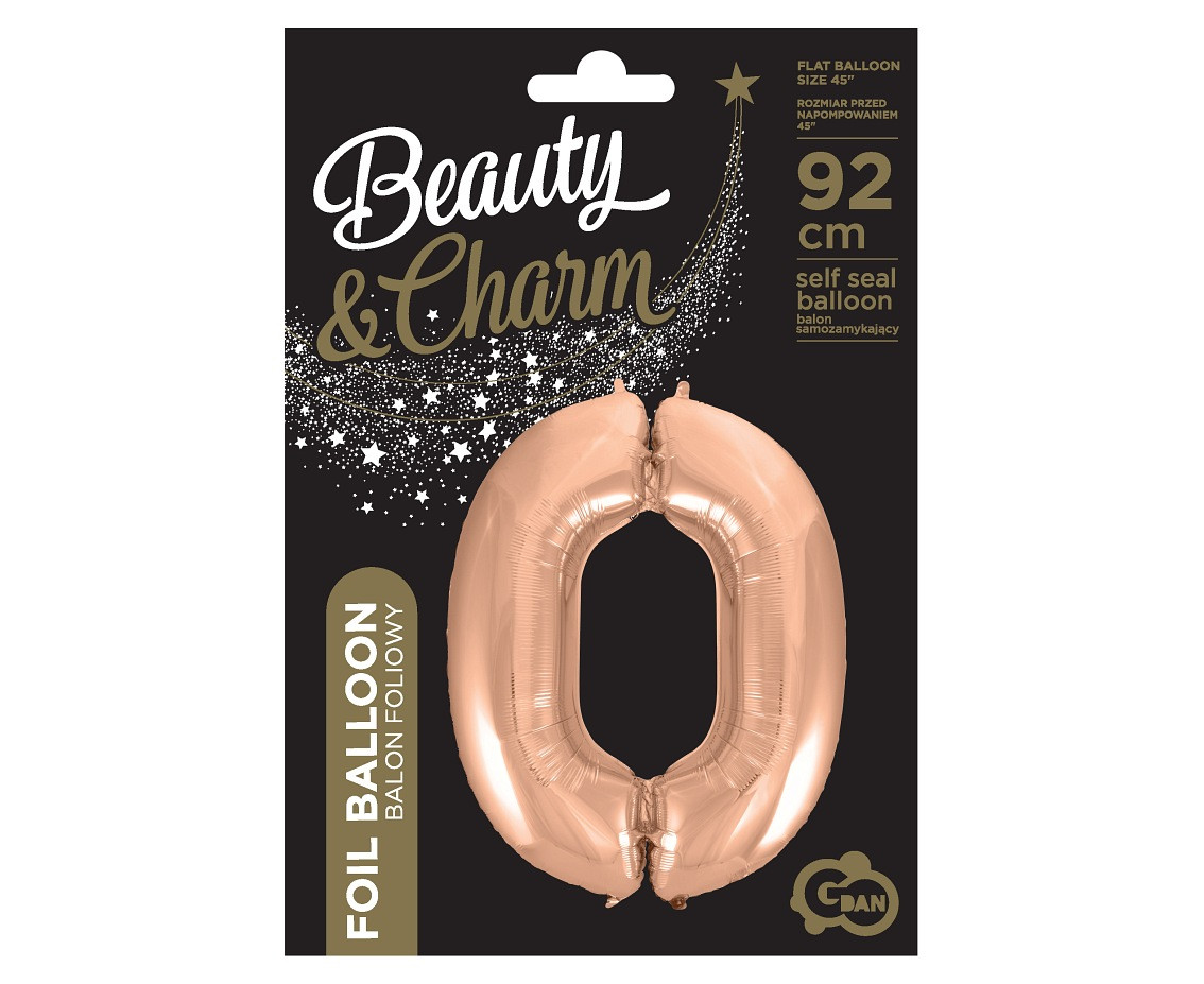Foil balloon No 0, pink-gold, 92 cm
