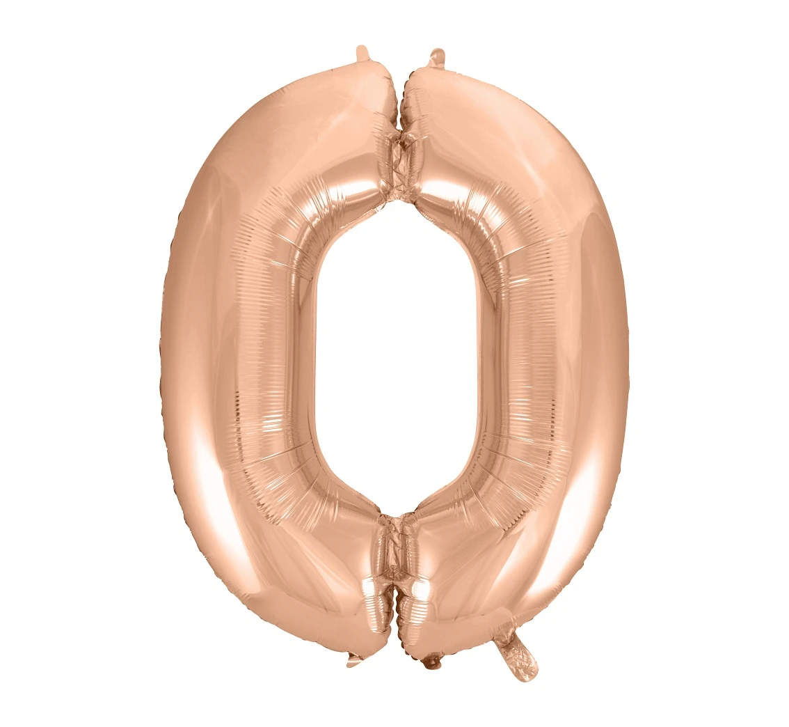 Foil balloon No 0, pink-gold, 92 cm