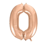 Foil balloon No 0, pink-gold, 92 cm