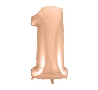 Foil balloon No 1, pink-gold, 92 cm