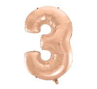 Foil balloon No 3, pink-gold, 92 cm