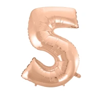 Foil balloon No 5, pink-gold, 92 cm