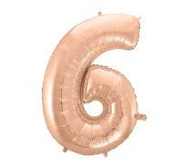 Foil balloon No 6, pink-gold, 92 cm