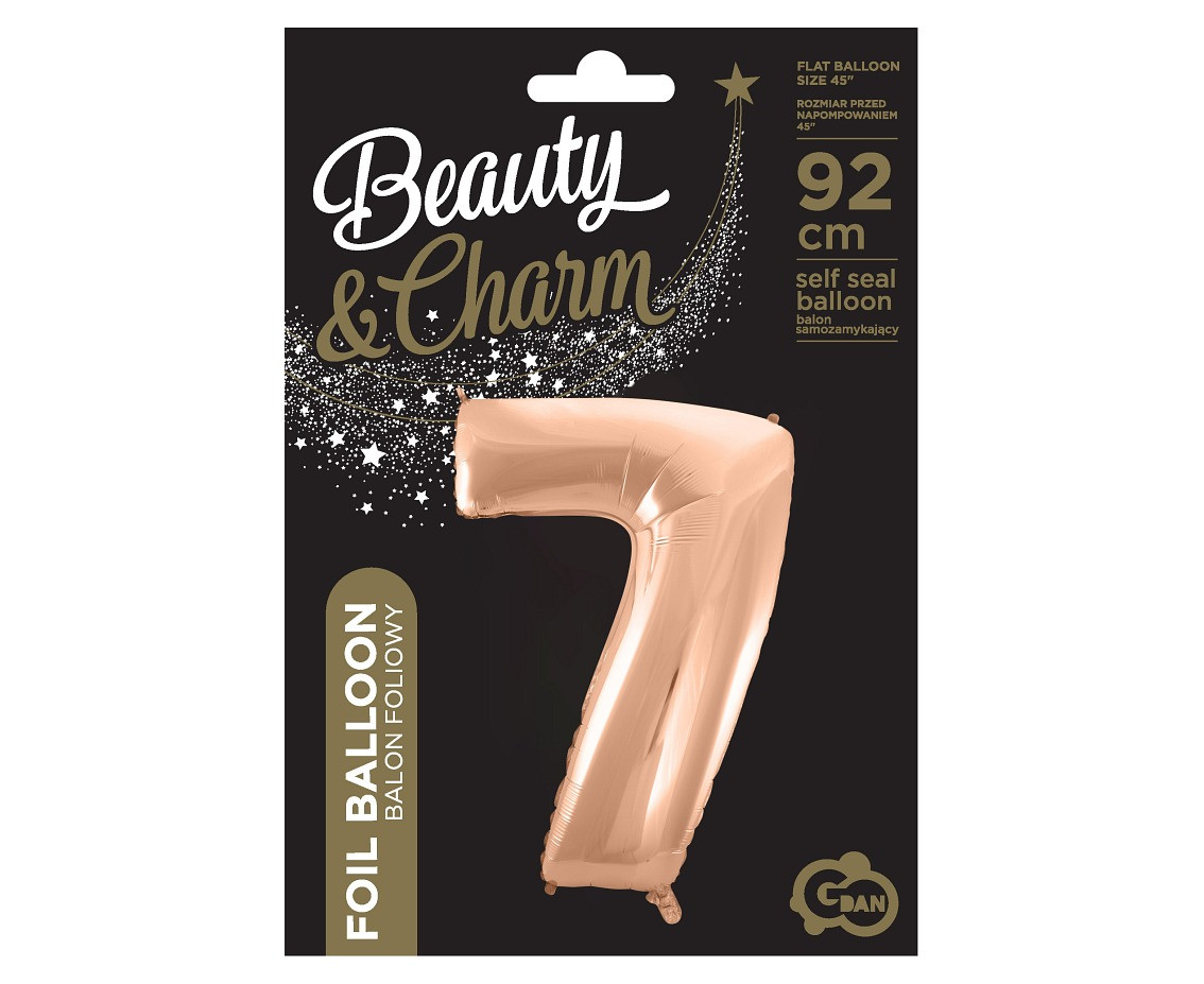 Foil balloon No 7, pink-gold, 92 cm