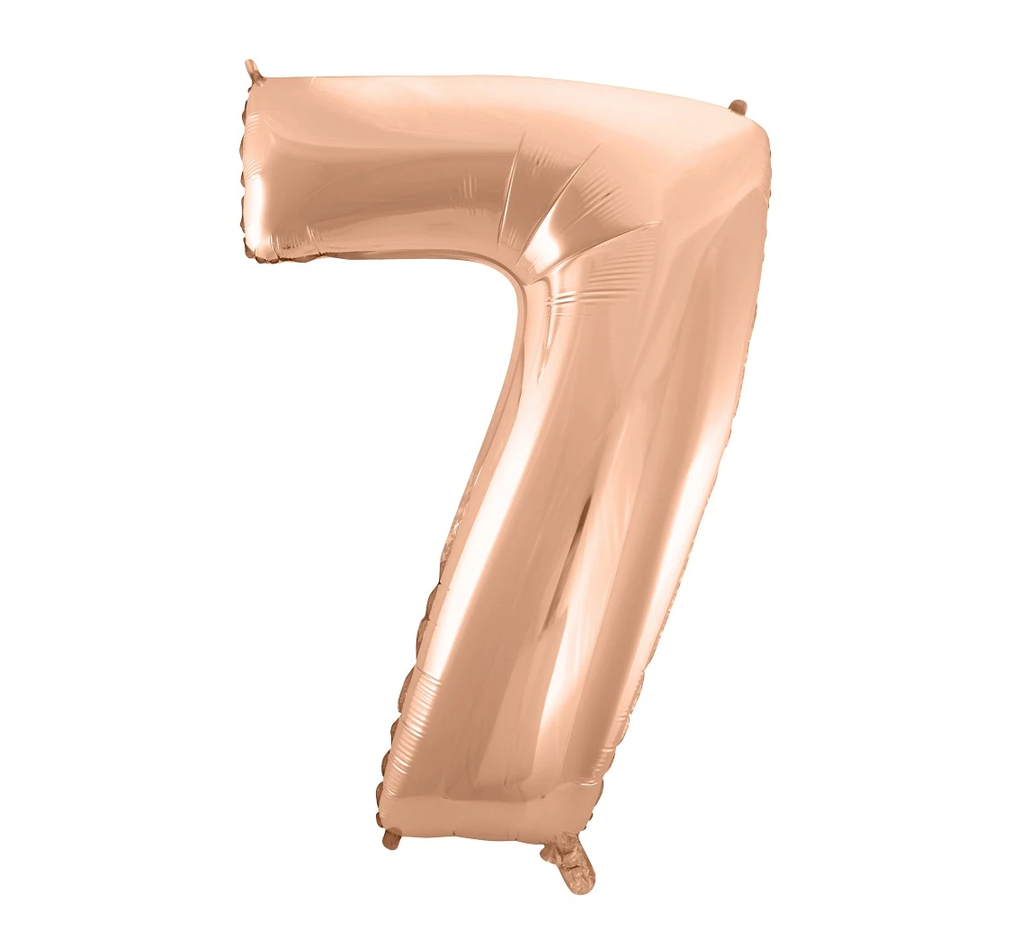 Foil balloon No 7, pink-gold, 92 cm