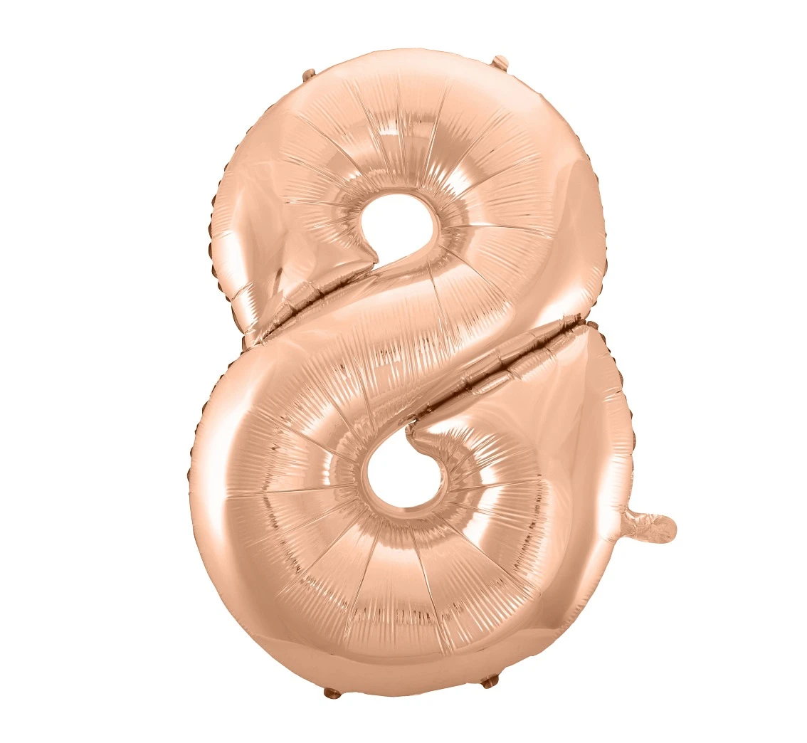 Foil balloon No 8, pink-gold, 92 cm