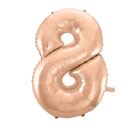Foil balloon No 8, pink-gold, 92 cm
