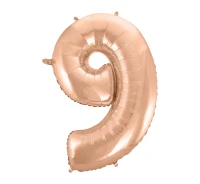 Foil balloon No 9, pink-gold, 92 cm